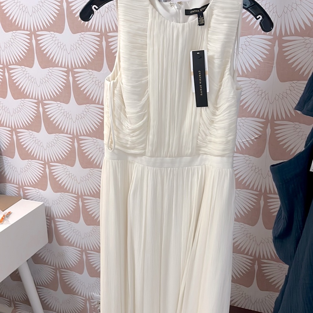 New w tags $398 100% silk Cynthia Steffe ivory maxi dress